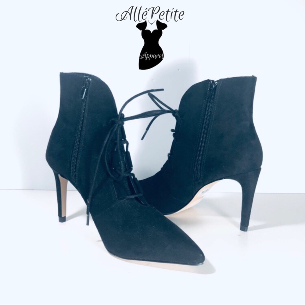 NWOT Black Suede Heels Pointed Toe - Picture 1 of 8